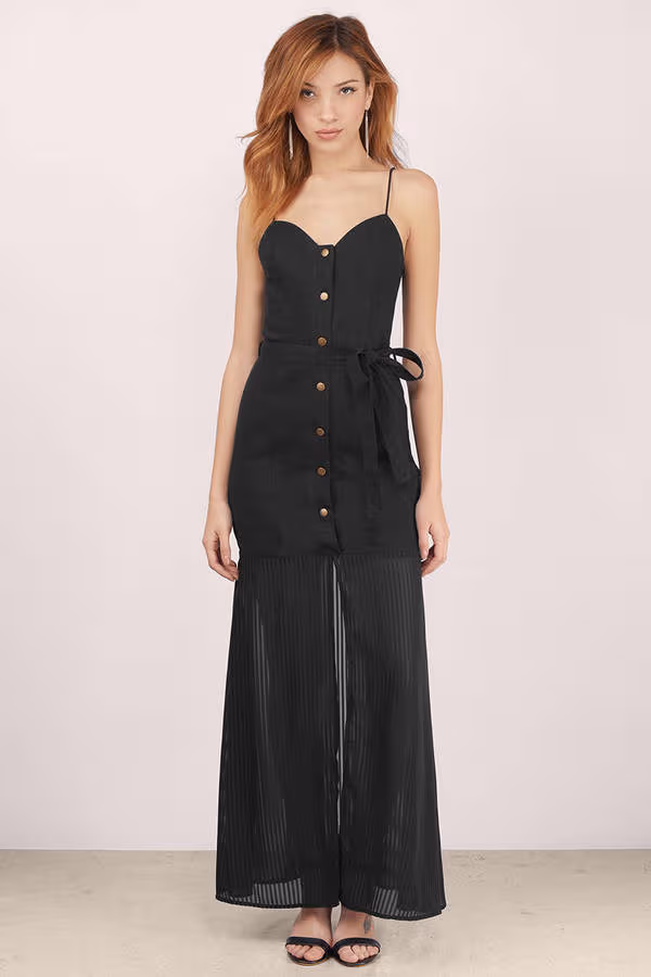Stevie May Giesel Sheer Slit Maxi Dress - Black