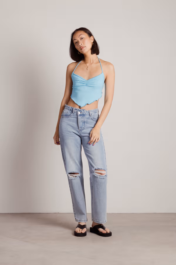 Rivals Crop Top - Aqua Blue