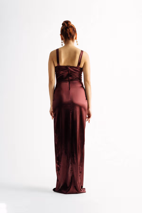 Last A Lifetime Black Satin Bustier Maxi Dress