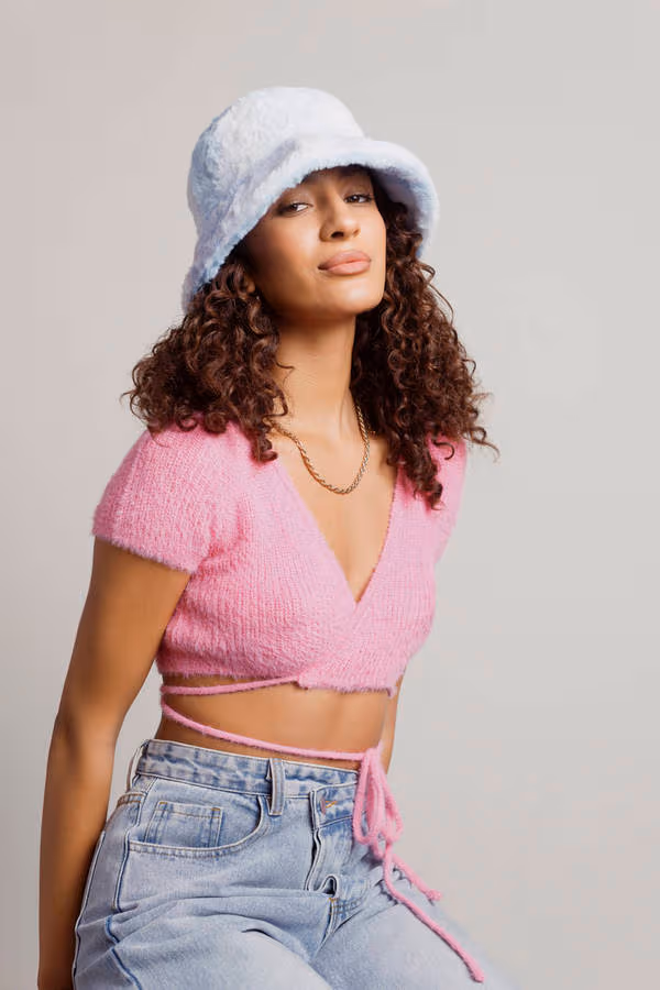 Psyche Fluffy Bucket Hat - Blue Pink