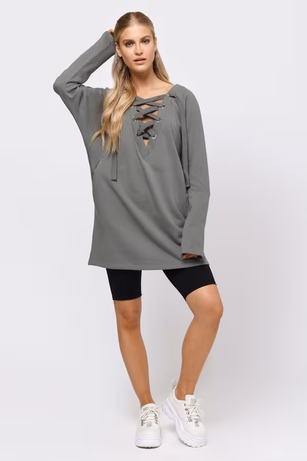 Sophia Lace Up Mini Dress - Wine