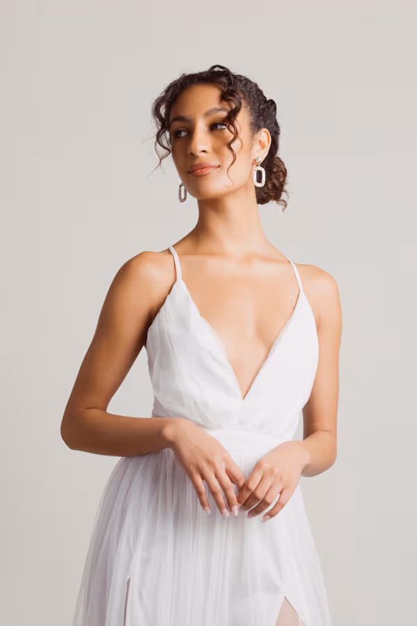 Night To Remember Chiffon Double High Slit Maxi Dress - Navy