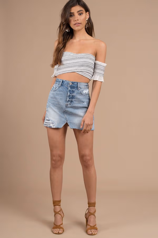 Pistola Lolita Denim Mini Skirt - Light Wash