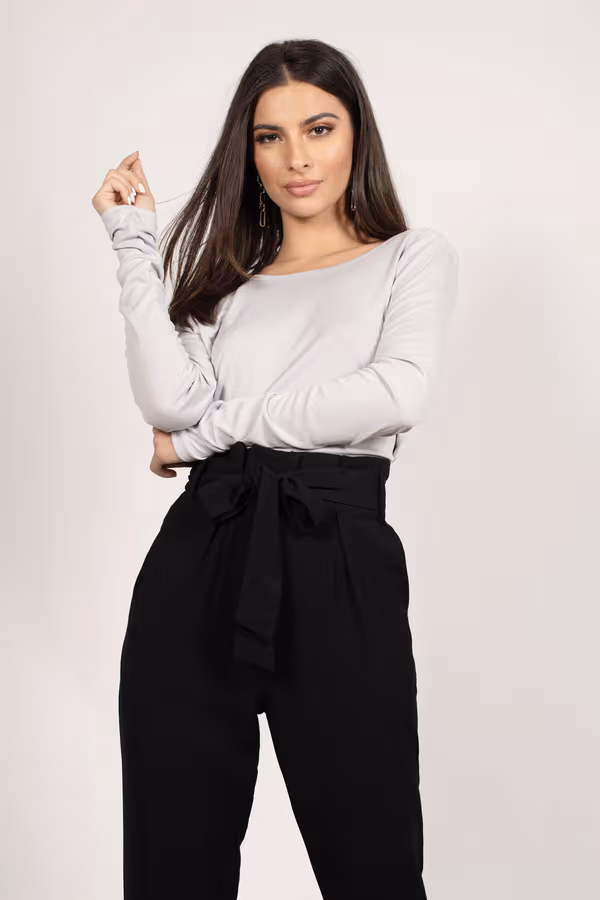 Baylee Open Back Top - Light Grey