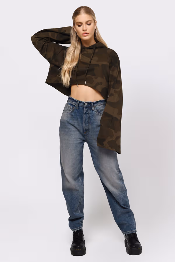 Show Off Camouflage Print Hoodie - Green