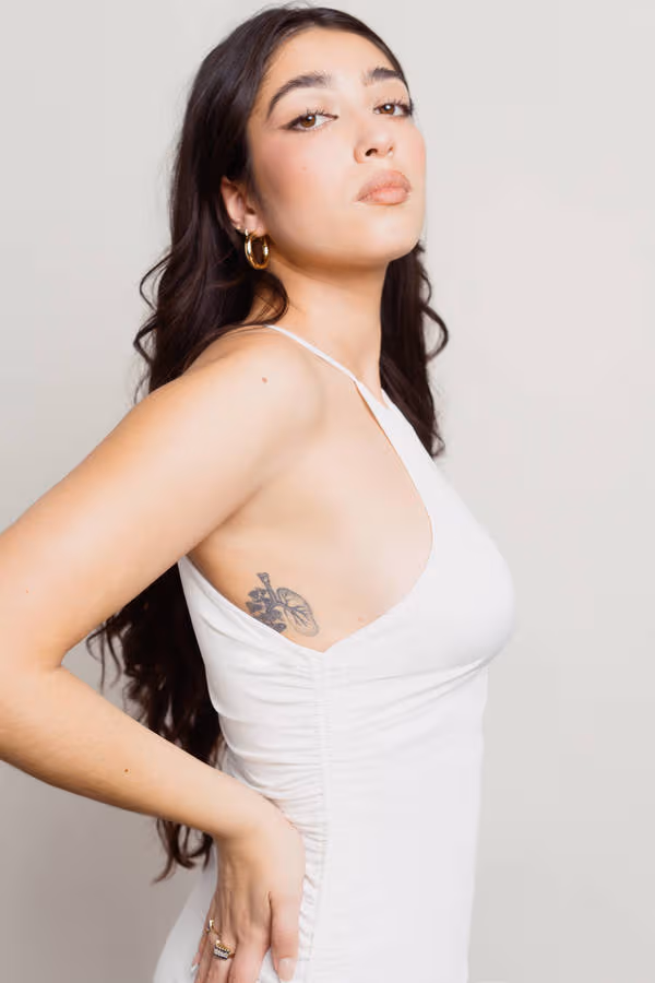 Carolina Ruched Bodycon Midi Dress - Off White