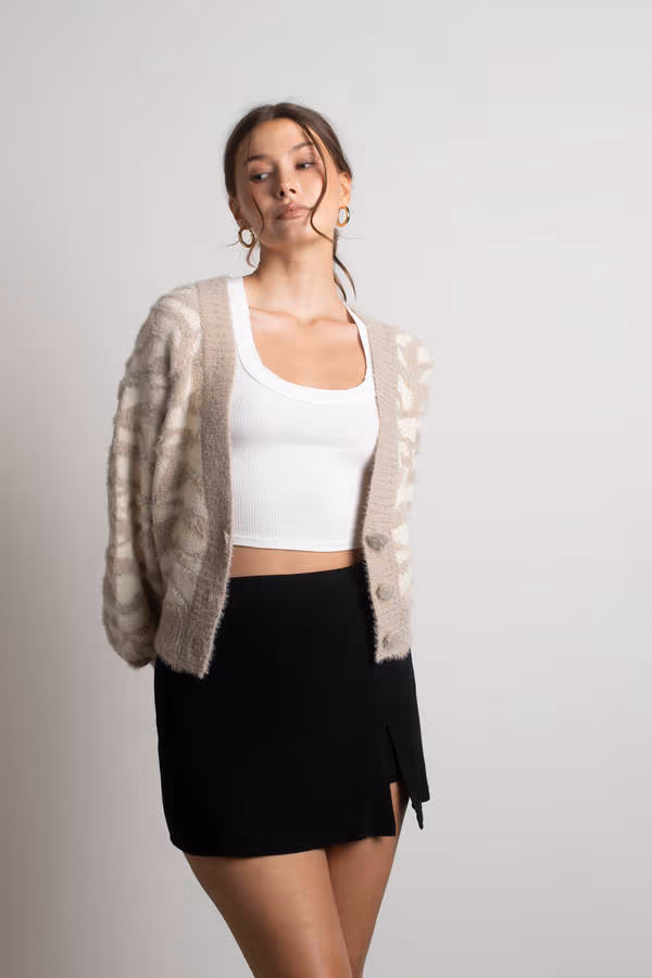 Wildlife Sweater Cardigan - Cream Taupe