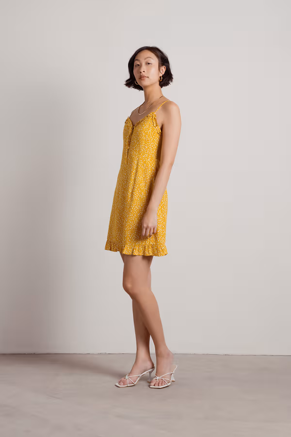 Just Like The Movies Floral Ruffle Mini Dress - Pink Ditsy Rose