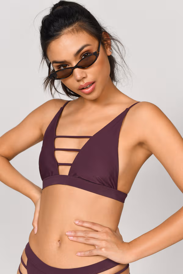 Power Of Love Cutout Bikini Top - Wine