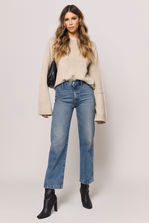 Faded Love Crew Neck Sweater - Toast