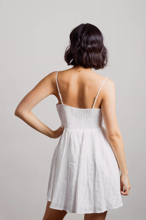 Serenne White Babydoll Mini Dress