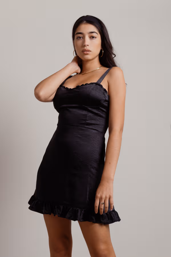 Gwenyth Satin Bustier Mini Dress - Black