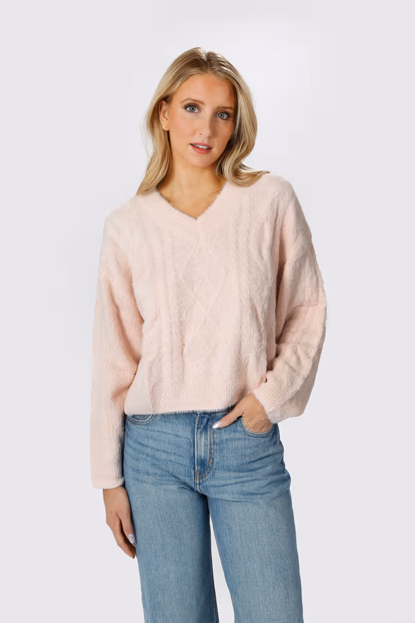 Cuddle Season Cable Knit Sweater - Green