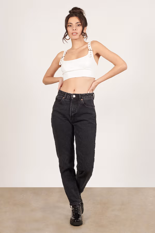 Buckled Up Crop Top - White