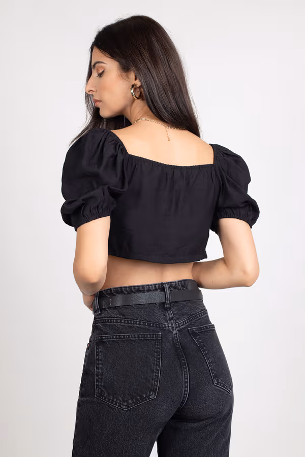 Burst Your Bubble Crop Top - Black