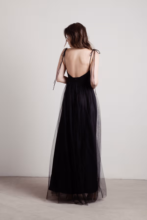 Slay The Night Deep V Double High Slit Maxi Dress - Black