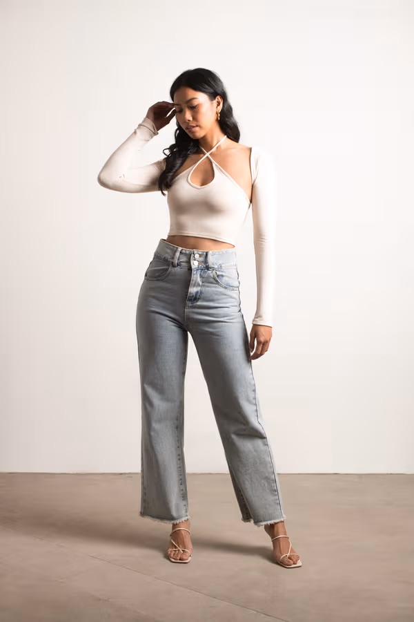 Elki Crop Top and Cardigan Set - Beige