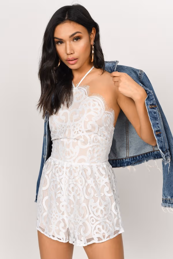 Pick Me Up Lace Romper - Black