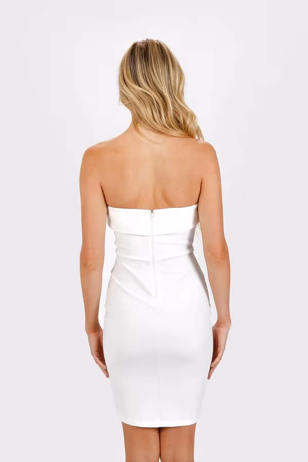 Cello Strapless Bodycon Midi Dress - Ivory