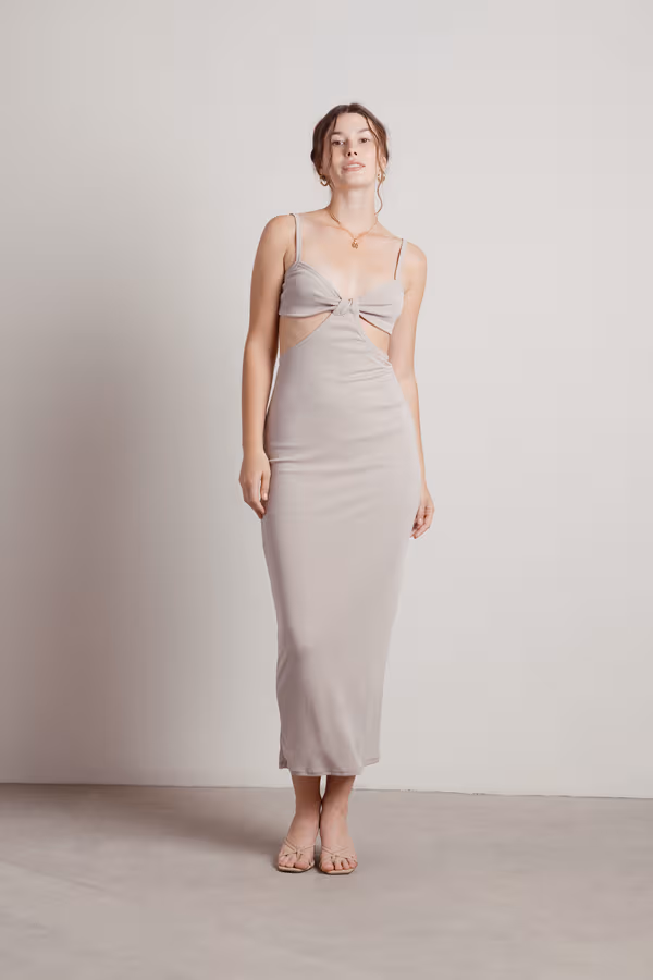 Cult Following Cutout Bodycon Maxi Dress - Beige