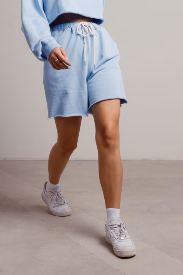 Never Sorry Drawstring Shorts - Sky Blue