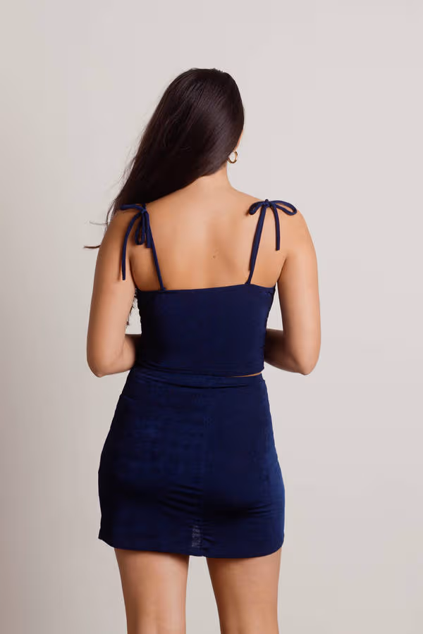 Invite Me Crop Top and Mini Skirt Set - Wine