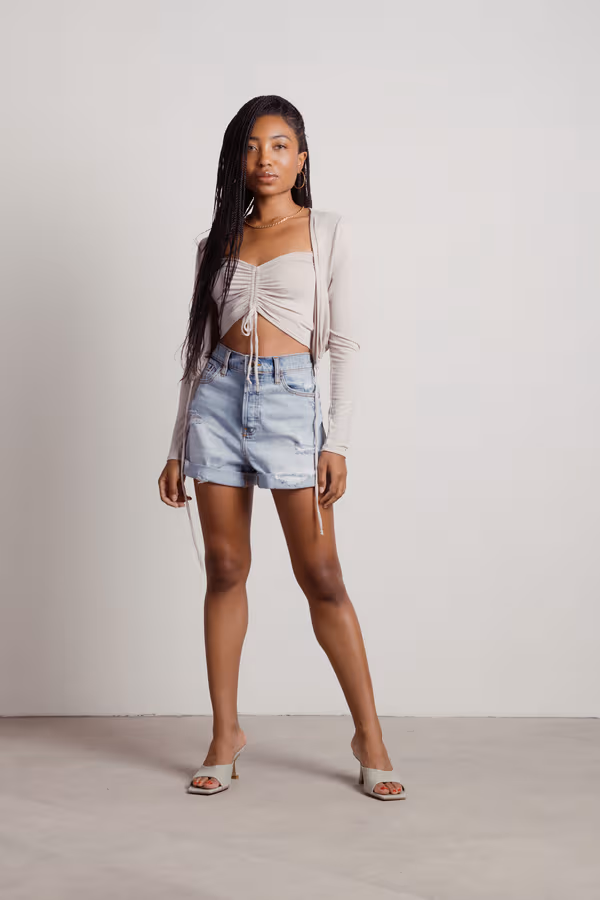 Mina Crop Top and Cardigan Set - Green