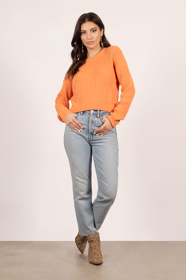 Sammy Ribbed Sweater - Orange