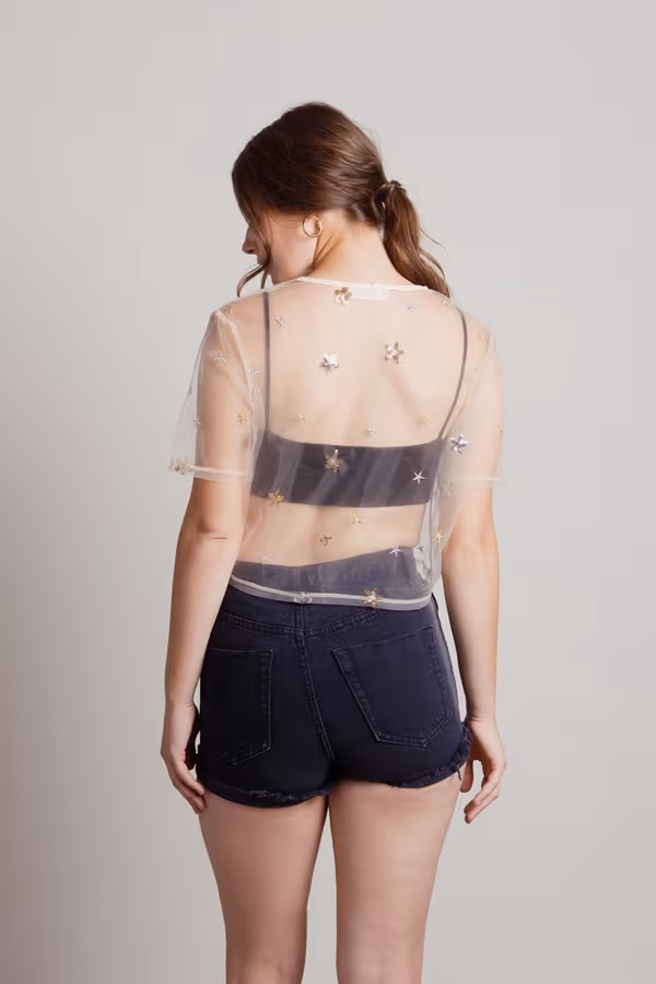 Starry Night Crop Top - Cream
