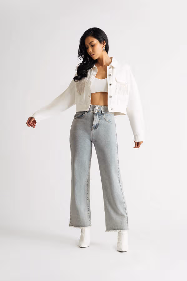 Glamour Girl Denim Jacket - White