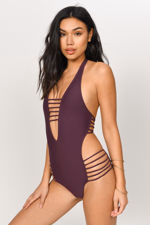 Fine Line Strappy Monokini - Black