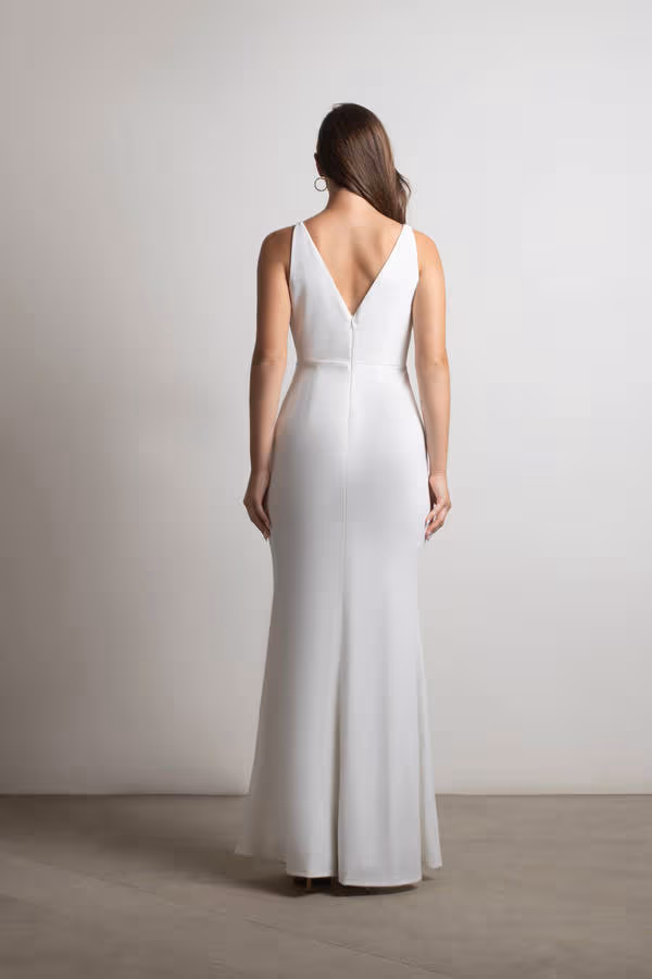 Lock It Down Deep V Mermaid Maxi Dress - Blush