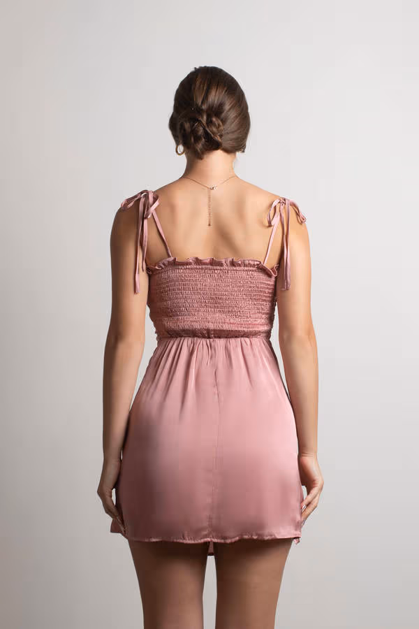 Sundaze Satin Skater Mini Dress - Navy