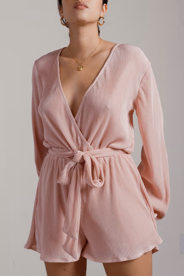 Vasha Waist Tie Romper - Blue