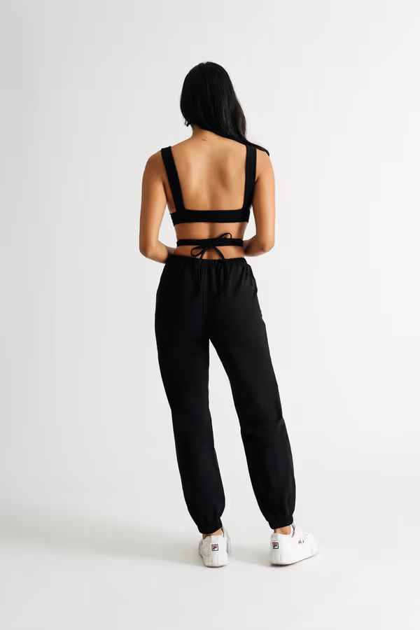 Going Nowhere Waist Tie Sweatpants - Black