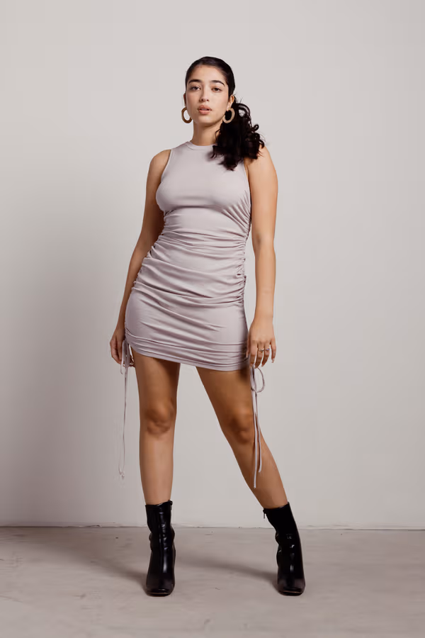 Dillon Ruched Bodycon Mini Dress - Light Blue