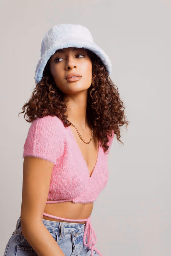 Psyche Fluffy Bucket Hat - Blue Pink