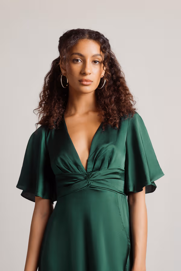 The Joy Of It Satin Surplice Maxi Dress - Rose Gold