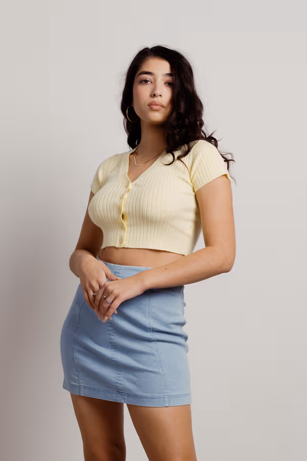 See Through You Crop Top - Yellow