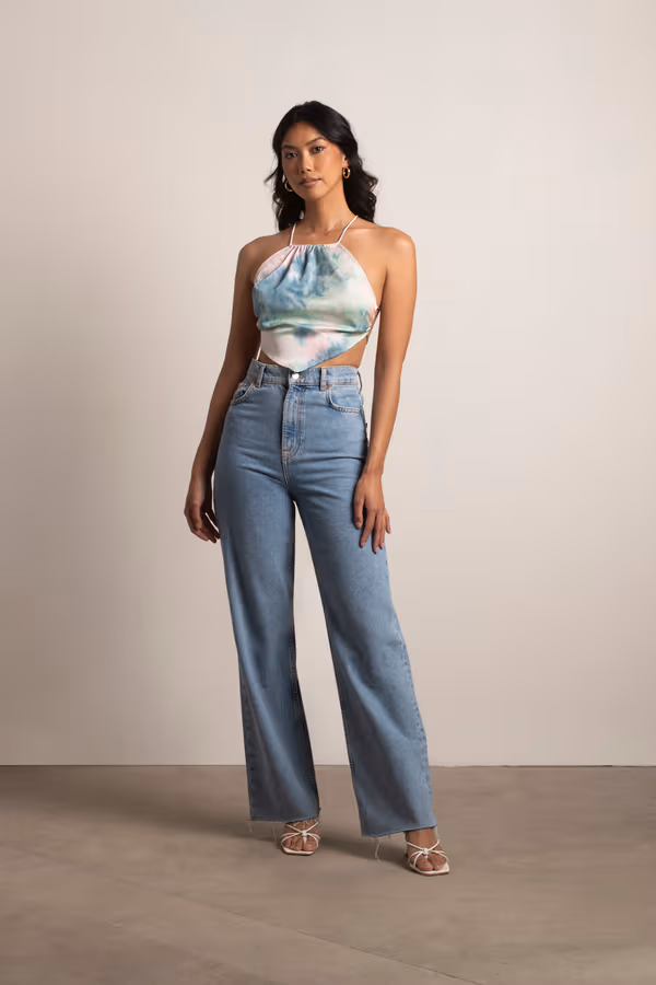 Ersa Crop Top - Mint Blue Multi