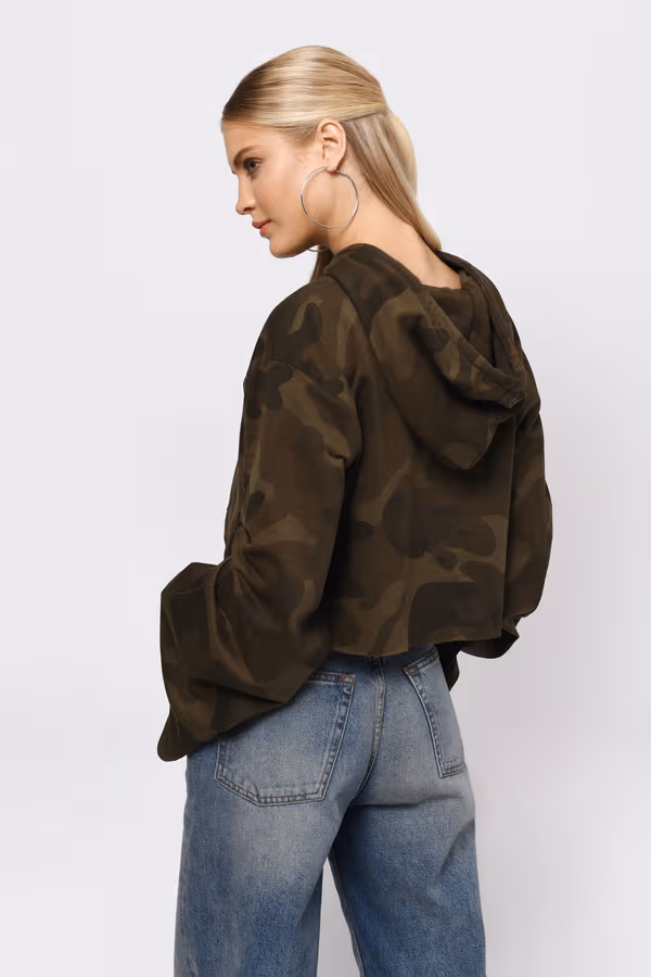 Show Off Camouflage Print Hoodie - Green