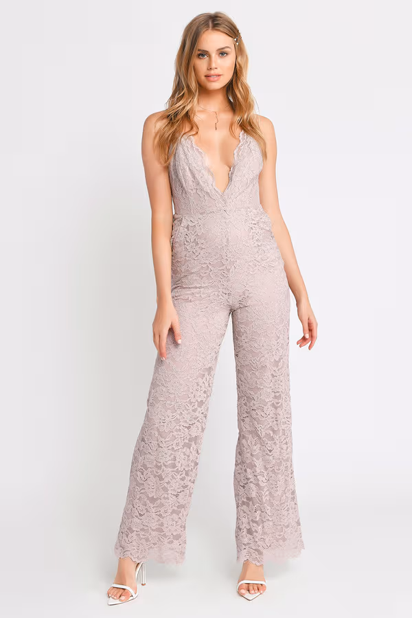 Odette Lace Jumpsuit - Champagne