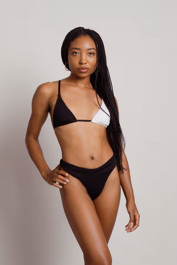 DeVille Ribbed Bikini Set - Black & White