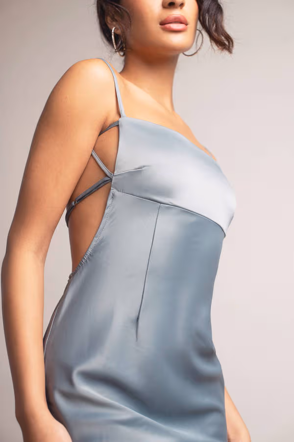 So Into You Backless Satin Mini Dress - Mocha