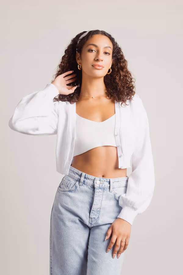 Teenage Fever Pearl Button Cardigan - White