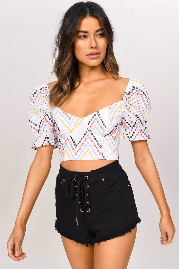 Davina Crop Top - White Multi
