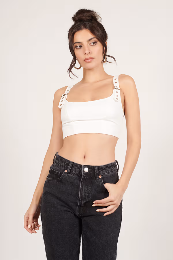 Buckled Up Crop Top - White