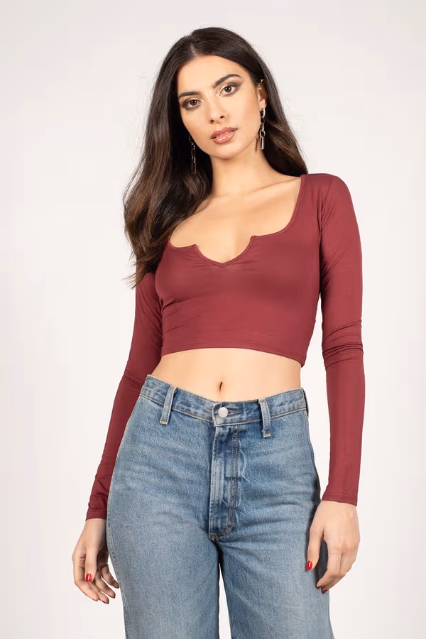 Bear With Me Crop Top - Wine