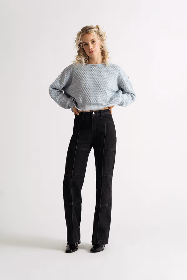 Little Secret Textured Sweater - Light Blue