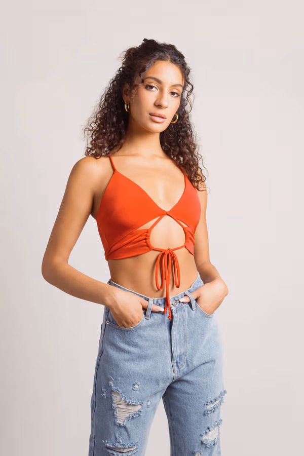 Drive To Malibu Crop Top - Red